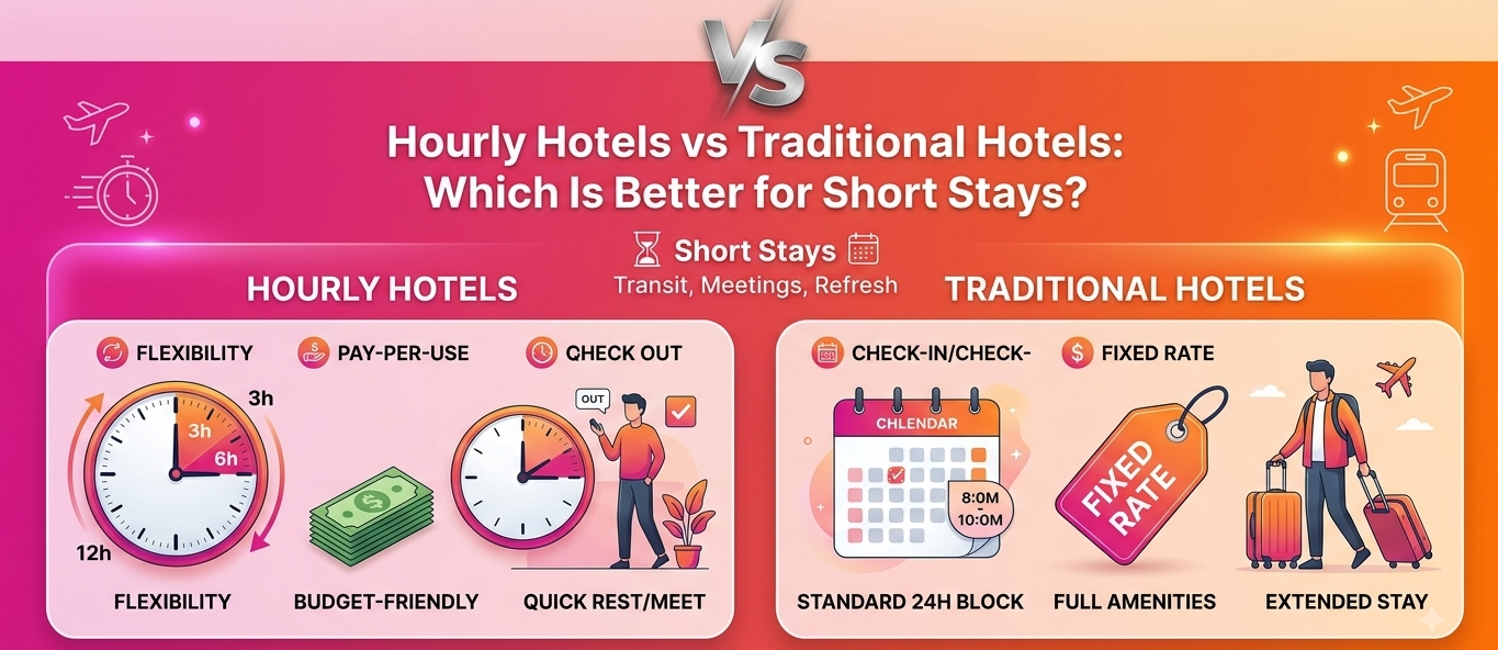 Hourly Hotels vs Traditional Hotels: Which Is Better for Short Stays ?