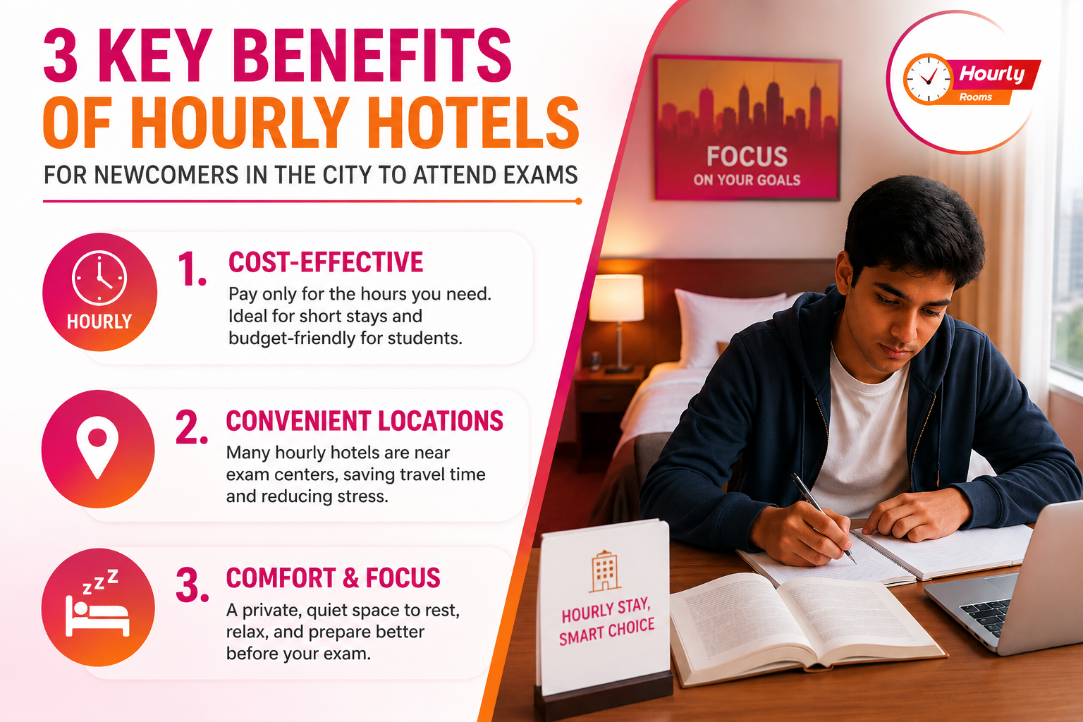 3 Key Benefits of Hourly Hotels for Newcomers in the City to Attend Exams